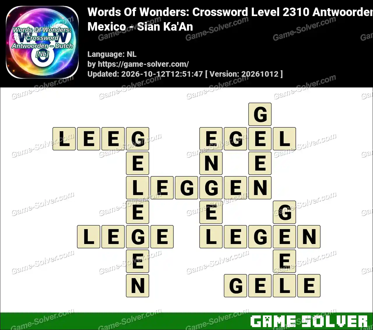 Words Of Wonders: Crossword Level 2310 Antwoorden – Mexico – Sian Ka’An